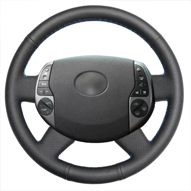 Hand-stitched Black Leather Car Steering Wheel Cover for Toyota Prius 20(XW20)