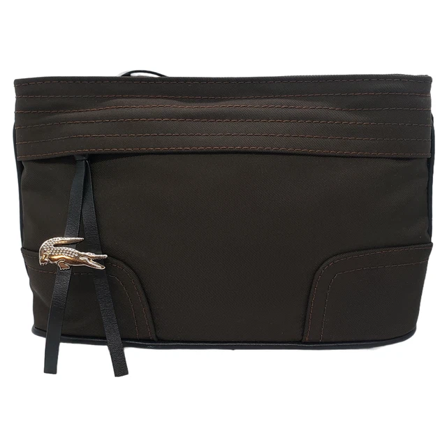 Lacoste Croco-Lite Large Cosmetic Makeup Bag Dark Brown