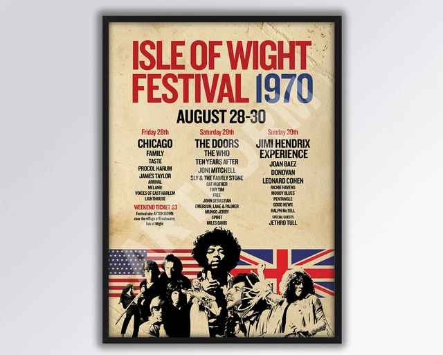 ワイト島 フェスティバル ポスター Dave Roe Vintage David Fairbrother-Roe - Isle of Wight Festival 1970 - The