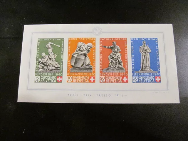 E7346) Schweiz** guter Block 5 Denkmal 1940 tadellos postfr/echt,Mi 450