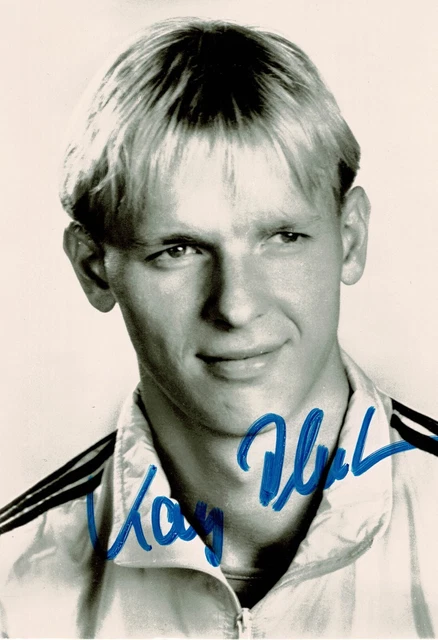 Autogramm Kay Bluhm original Olympiasieger 1992 1996 Kanu Zweier-Kajak DDR