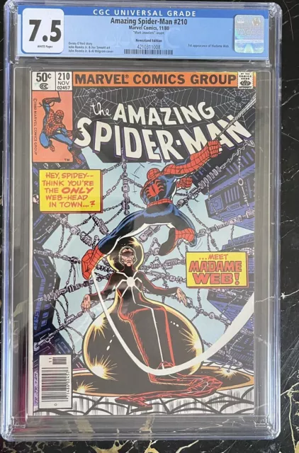 Amazing Spider-Man #210 *CGC 7.5 WP * MARK JEWELERS INSERT  1ST APP MADAME WEB