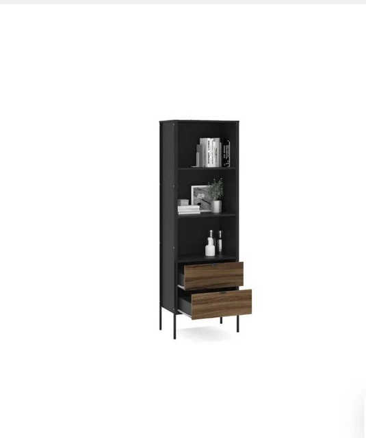 Birlea Opus 2 Drawer Bookcase Black & Walnut (multi use)  (Flat Packed)