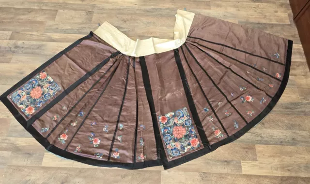 Gorgeous Antique Chinese Silk Floral Skirt Qing Period