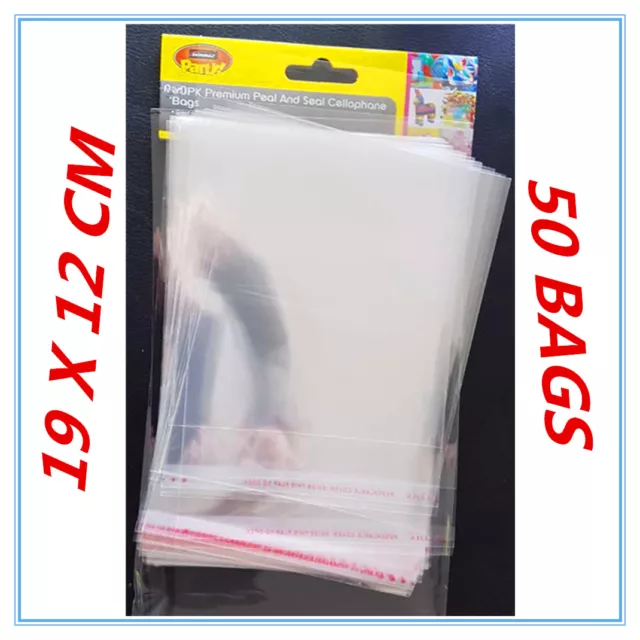 50 X Peel And Seal Cellophane Bags - Small - Medium - Party, Birthday, Event