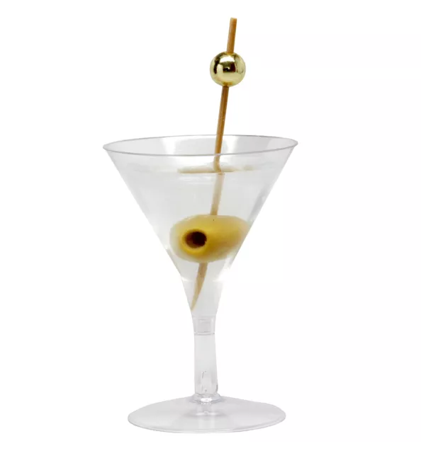 6 x 7oz PLASTIC MARTINI CUPS . . . . wine dessert cocktail disposable reusable