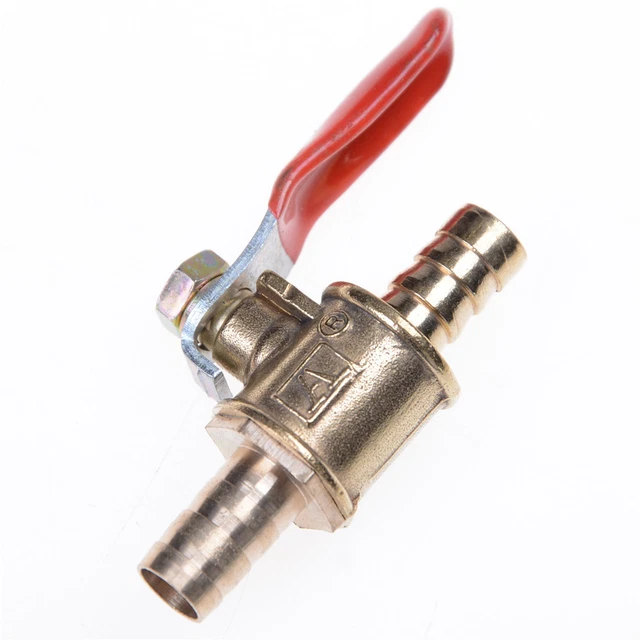 2 pz 8 mm 5/16" tubo barba in linea ottone acqua/aria gas linea di intercettazione palla di intercettazione va*wl
