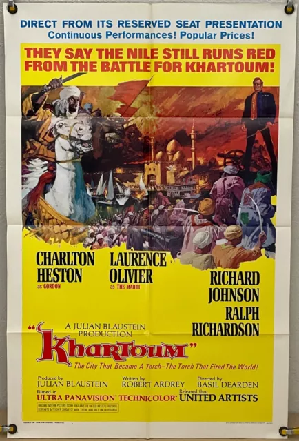 Khartoum Ff Original One Sheet Movie Poster Charlton Heston (1966)