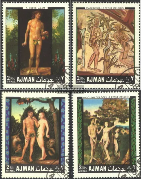 Ajman 281A-284A (kompl.Ausg.) gestempelt 1968 Gemälde - Adam und Eva