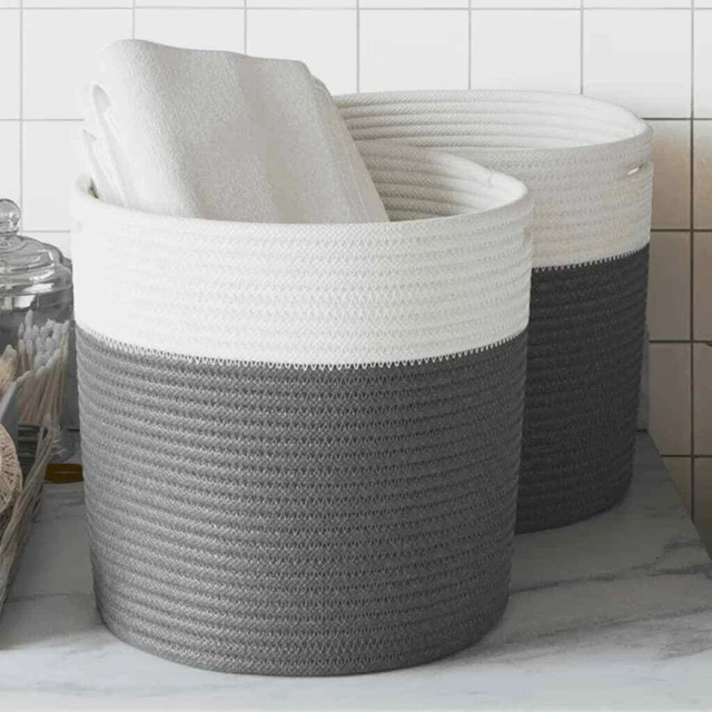Paniers de rangement 2 pcs gris et blanc Ø28x28 cm coton vidaXL
