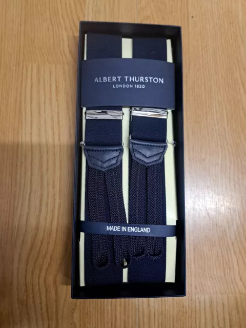 ALBERT THURSTON LONDON BRACES NEW NAVY BLUE BUTTON ADJUSTABLE BOXCLOTH Felt