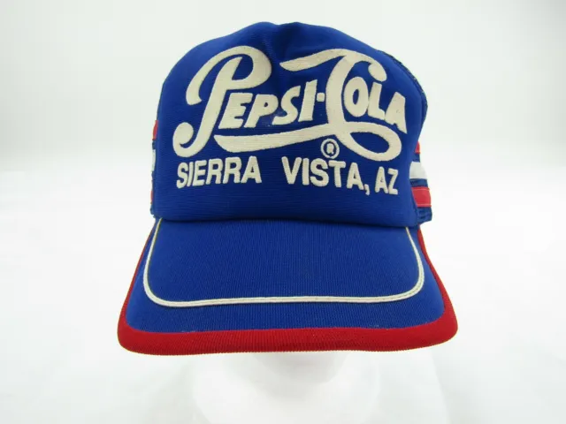 VINTAGE Pepsi-Cola Hat Sierra Vista AZ 3 Stripe Snapback Mesh Trucker Cap OSFA