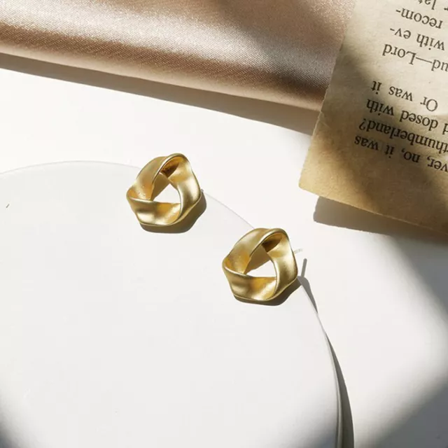 Matte Knotted Triangle Small Stud Earrings for Women 2021 Trend Korean PierA#w#