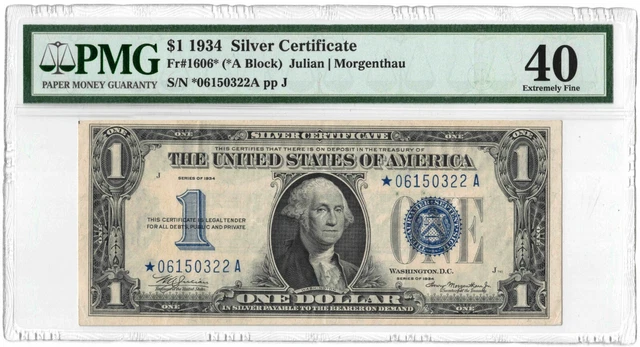 1934 $1 Star Note PMG 40 Funny Back Silver Certificate FR.1606*