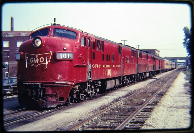 Duplicate Railroad Slide DSLD GM&O 101 First EMD E7 Bloomington IL 11/71