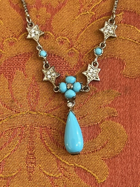 Collier Ancien Plaqué Or 57 Grammes Avec Cristaux - Bijou Vintage Lourd Et Superbe