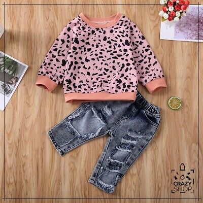 Completo Leopardo | Bambini, kids, jeans + felpa set abbigliamento