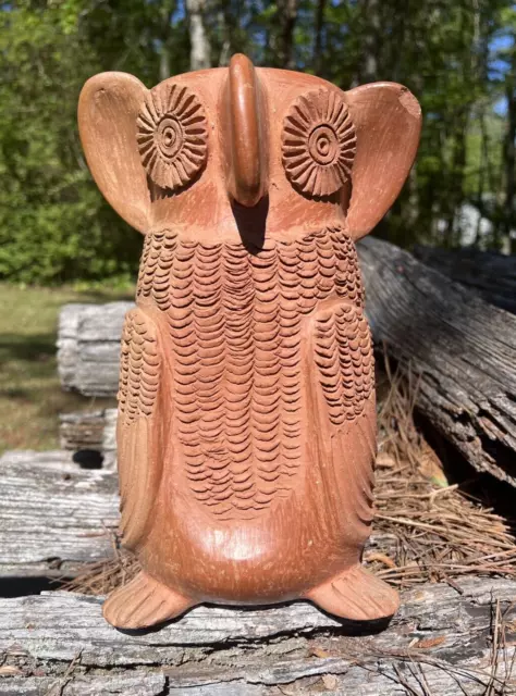 Vintage Guatemala Poqomam Indian Folk Art Pottery Owl  Large - 11" Tall