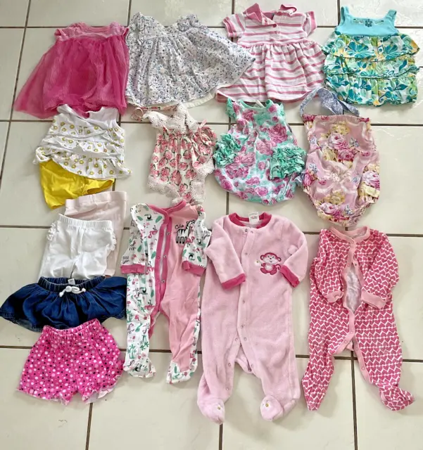 Lot of 15 Baby Girl Clothes Outfit 3M Carters Cat & Jack, Old Navy Childrens Pl.