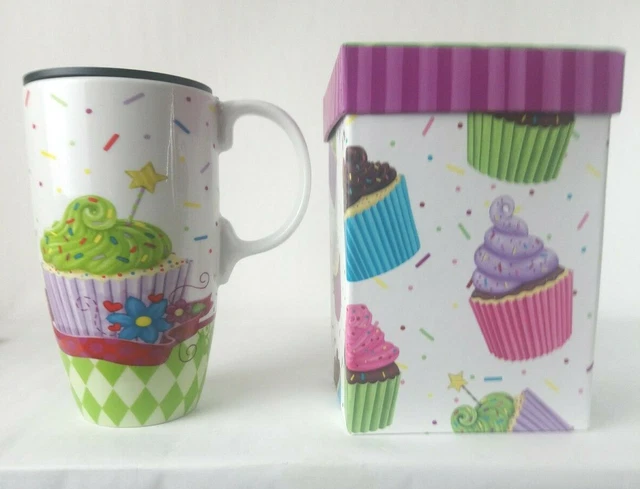 Cypress Home Sweet Escape 17oz Ceramic Cup With Decorative Box Travel Mug W/Lid