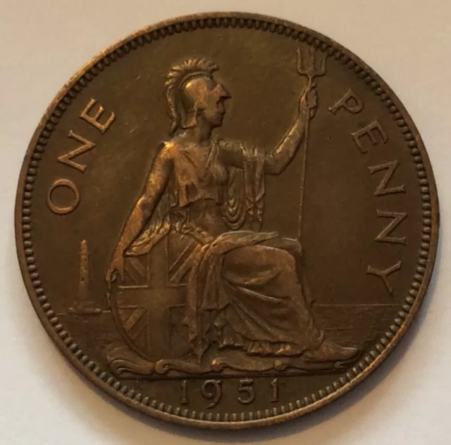 1951 Great Britain George VI 1 Penny Coin