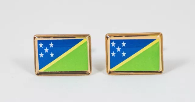 Solomon Islands Flag Cufflinks--Oceania Island Pacific Polynesian Islander