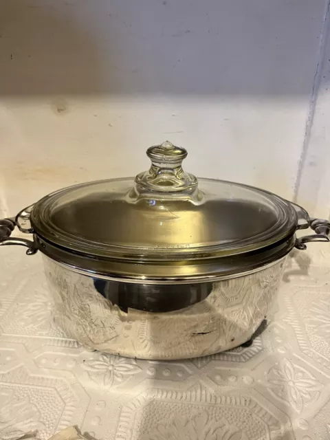 Vintage EPNS Silver Plated Dish Holder & Pyrex Glass Oven To Table Serving Dish