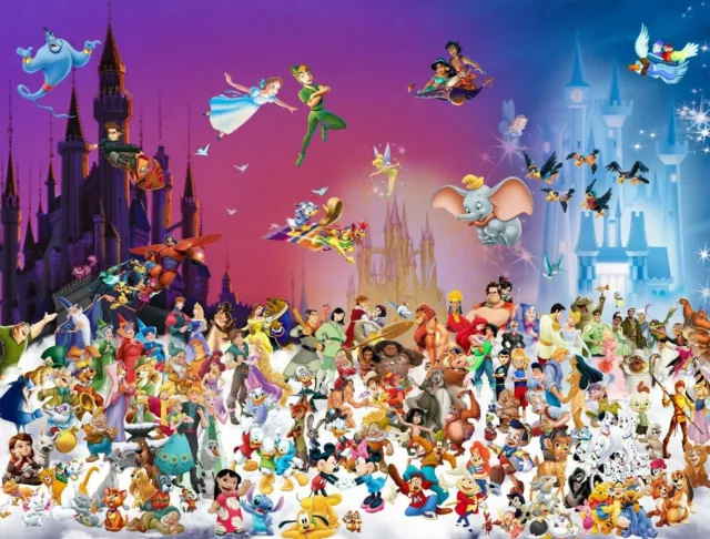 Disney Characters Cartoon Abstract Canvas Wall Art Framed Picture 20 X 30 Inch
