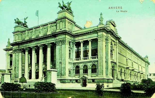 Belgique 1908 5c Sur Anvers Musée Ppc To Allemagne