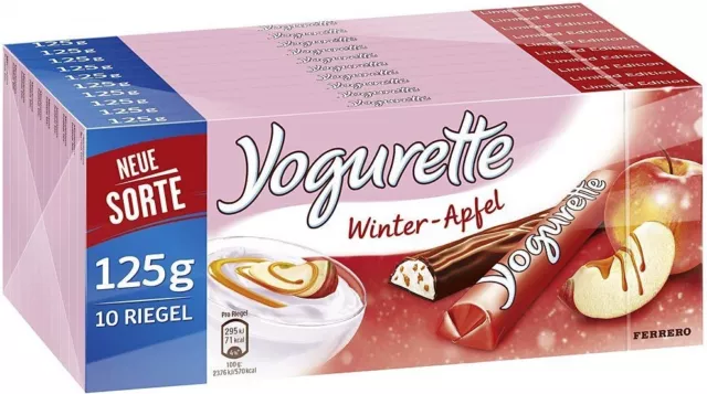 (1000g=14,39€) Ferrero Yogurette Winter Apfel Limited Edition 10 Tafeln je 125g