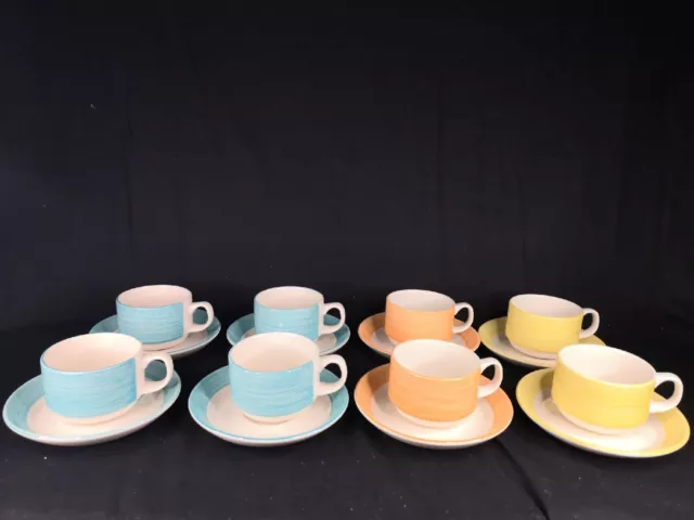 Steelite Rio  Slimline Stacking Cups 200ml & Saucers JOBLOT of 8 of each (#C)