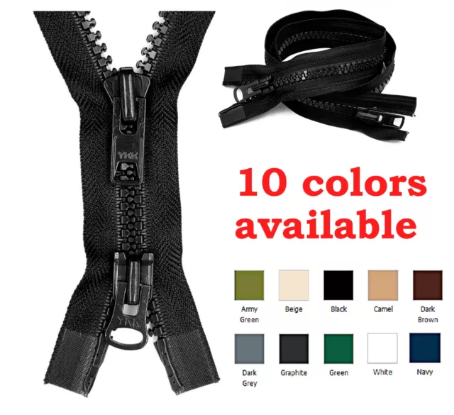 #10 30" YKK Molded Plastic Heavy Duty 2-Way Separating Jacket Zipper - 10 Colors