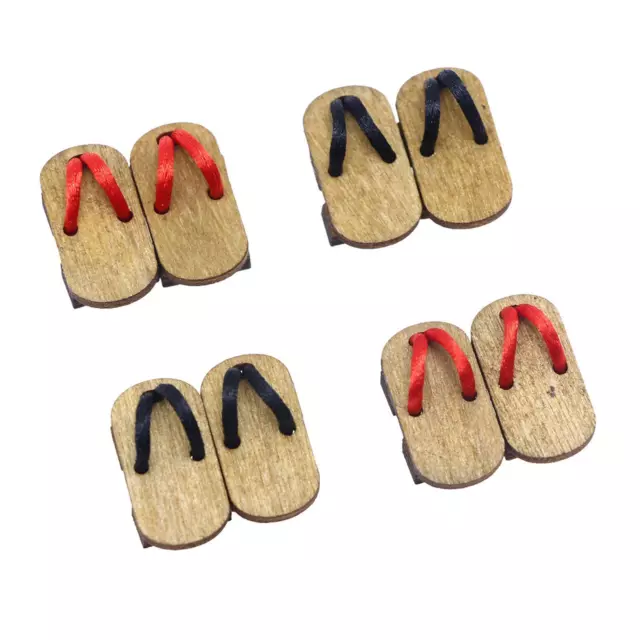 4 Pieces 1/12 Dollhouse Clogs Tiny Kimono Clogs for Living Room Doll House