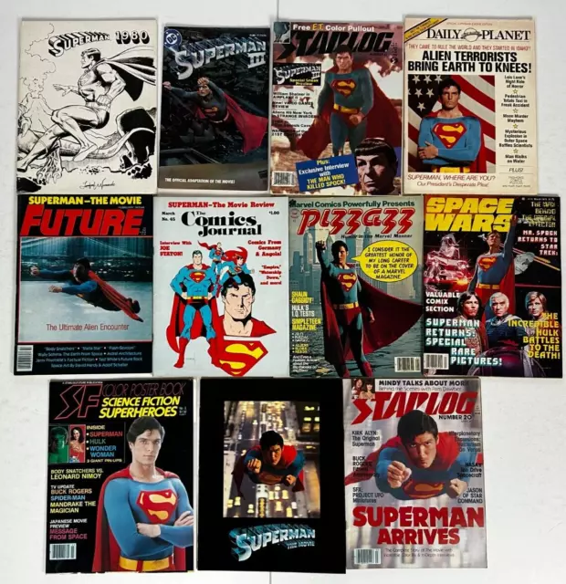 SUPERMAN 1 2 3 Movie Magazine 12pc Collection Lot Christopher Reeve DC Comics