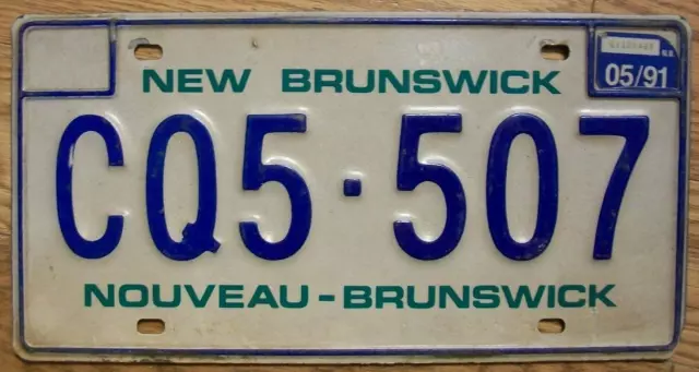 Single New Brunswick, Canada License Plate - 1991 - Cq5-507