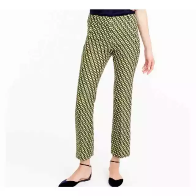 J.Crew Collection Mod Green & Pink Wool Swing Boot Cropped Trouser