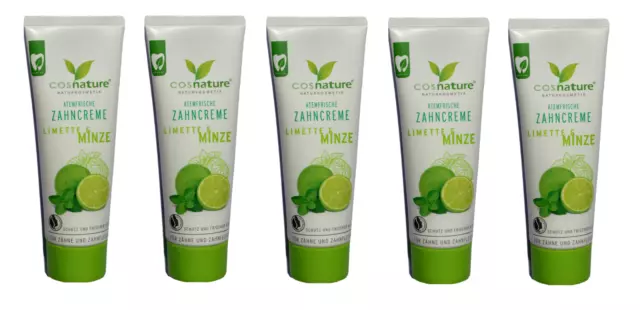 Atemfrische Zahncreme - Limette & Minze -5 x75ml- mit Fluorid & Xylit