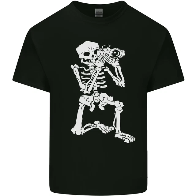 Skeleton Photographer Photography Mens Cotton T-Shirt Tee Top