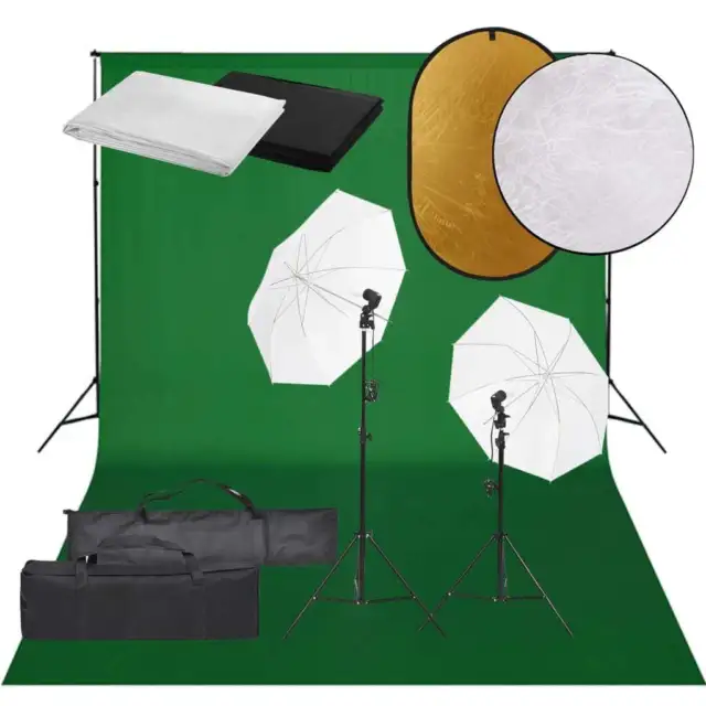 Kit de studio photo avec �clairage toile de fond et r�flecteur