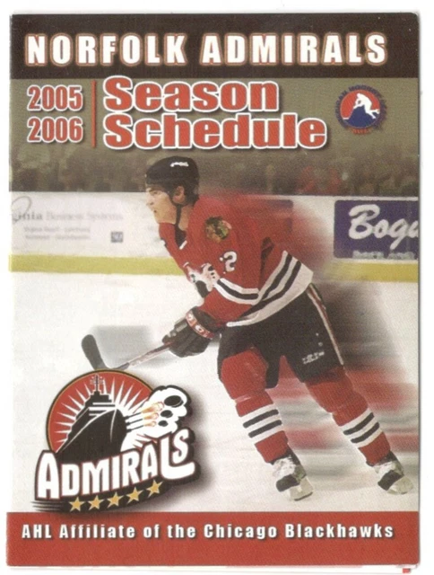 2005-06 NORFOLK ADMIRALS AHL Hockey Schedule !!! Coca-Cola $1.99 ...
