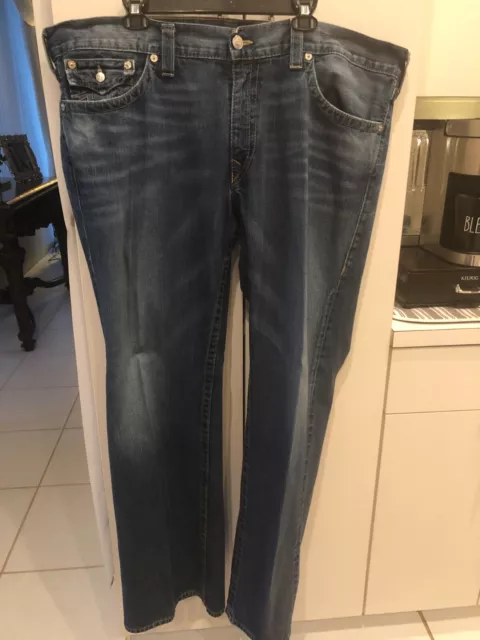 True Religion Ricky Men's Flare Leg Cotton Blue Jeans 44 Waist Style #248590M88 True Religion Ricky Men's Flare Leg Cotton Blue Jeans 44 Waist Style #248590M88