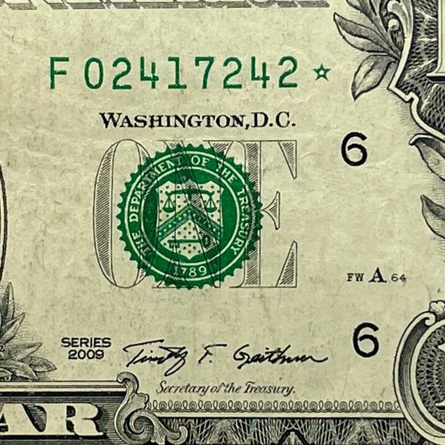 F star note one dollar bill f02417242 atlanta pack note print run 1 3