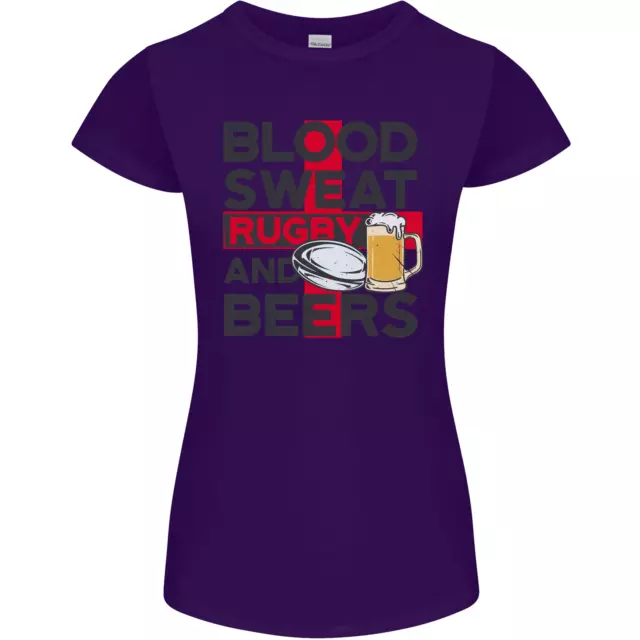 Blood Sweat Rugby and Beers England T-shirt divertente da donna petite cut 4