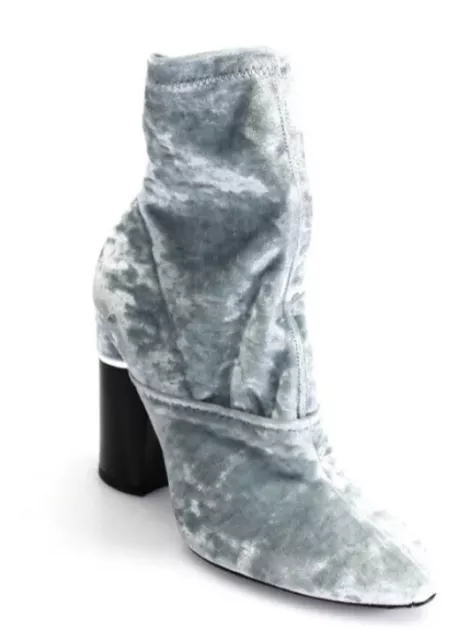 3.1 Phillip Lim Womens Crushed Velvet High Heel Ankle Boots Gray Size 37 7