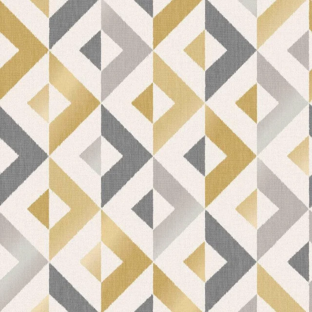 FINE DECOR SCANDI Geometric Mustard/Grey Metallic Effect 10m Wallpaper
