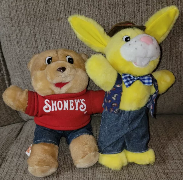 VINTAGE SHONEYS BEAR & Yellow Rabbit Plush Toys 80s Christmas 25.00