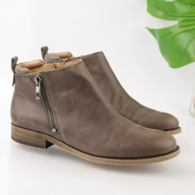 Franco Sarto Women's Keegan Boot Size 7.5 Brown Leather Zip Flat Casual Boho