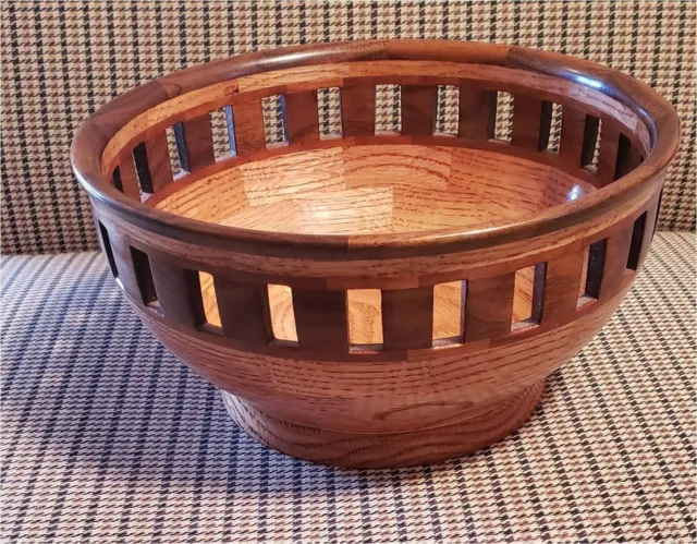 Beautiful Hand Made Oak and Walnut Wooden Bowl