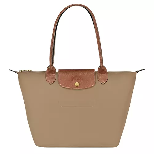 NEW LONGCHAMP Le Pliage Medium Small Shoulder Tote DESERT Brown Made in FRANCE!