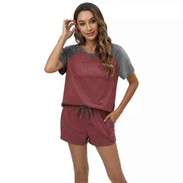 Women's Pajama Set Soft Short Sleeve 2 Piece Loungewear Tee Top Shorts Sleepwear